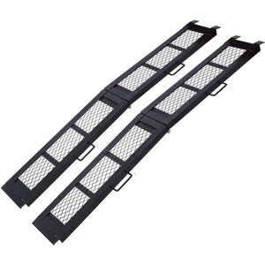 English Elm 80" Folding Steel Loading Ramps Pair 800lb Capacity Mesh Surface Truck Atv Portable W465S00033