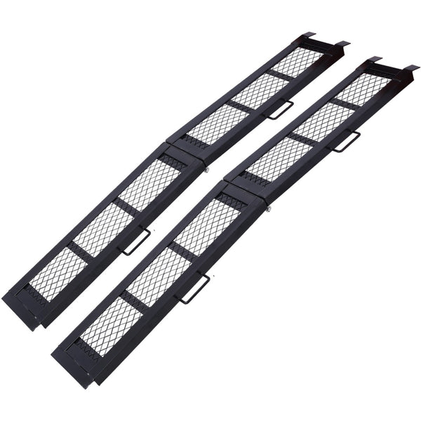English Elm 80" Folding Steel Loading Ramps Pair 800lb Capacity Mesh Surface Truck Atv Portable W465S00033