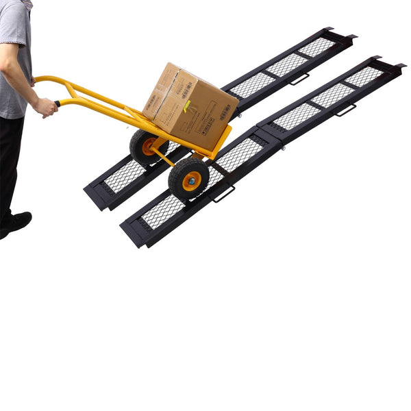 English Elm 80" Folding Steel Loading Ramps Pair 800lb Capacity Mesh Surface Truck Atv Portable W465S00033