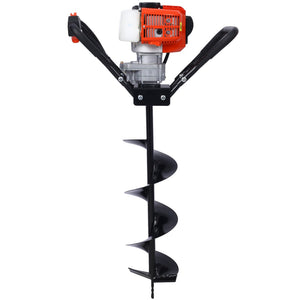 English Elm V-type 52cc Gas Powered One Man Post Hole Digger with Three Auger Bits Included W465S00044