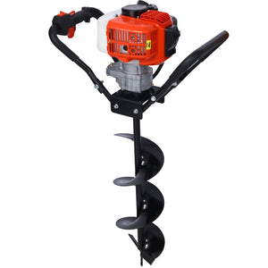 English Elm V-type 52cc Gas Powered One Man Post Hole Digger with Three Auger Bits Included W465S00044