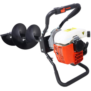 English Elm V-type 52cc Gas Powered One Man Post Hole Digger with Three Auger Bits Included W465S00044