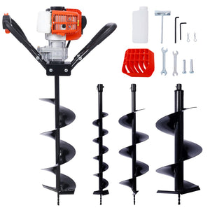 English Elm V-type 52cc Gas One Man Post Hole Digger with Four Auger Bits Epa Approved W465S00046