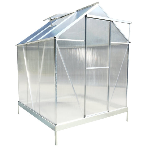 English Elm 6.3'*6.2'*7' Polycarbonate Walk-in Greenhouse Aluminum Frame with Gutter Vent W465S00069