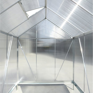 English Elm 6.3'*6.2'*7' Polycarbonate Walk-in Greenhouse Aluminum Frame with Gutter Vent W465S00069