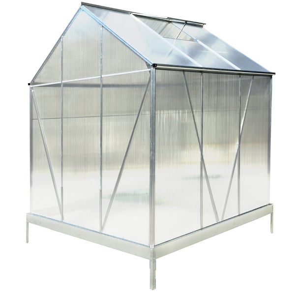 English Elm 6.3'*6.2'*7' Polycarbonate Walk-in Greenhouse Aluminum Frame with Gutter Vent W465S00069