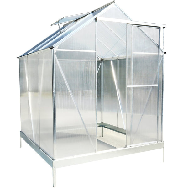 English Elm 6.3'*6.2'*7' Polycarbonate Walk-in Greenhouse Aluminum Frame with Gutter Vent W465S00069