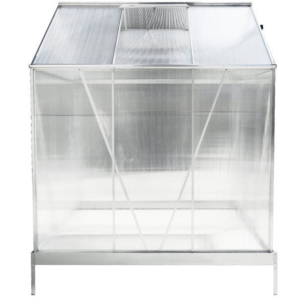 English Elm 6.3'*6.2'*7' Polycarbonate Walk-in Greenhouse Aluminum Frame with Gutter Vent W465S00069