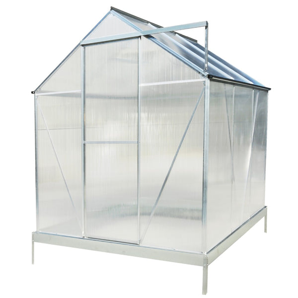 English Elm 6.3'*6.2'*7' Polycarbonate Walk-in Greenhouse Aluminum Frame with Gutter Vent W465S00069
