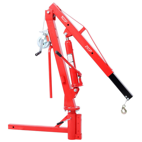 English Elm 500lb Hitch Mount Jib Crane Hydraulic Swivel Lift for Truck Bed Engine Pwc Cargo W465S00077