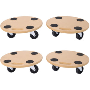 English Elm Furniture Moving Dolly Set of 4 Round Wood Platform Rollers 500 Lb Capacity Each W465S00078