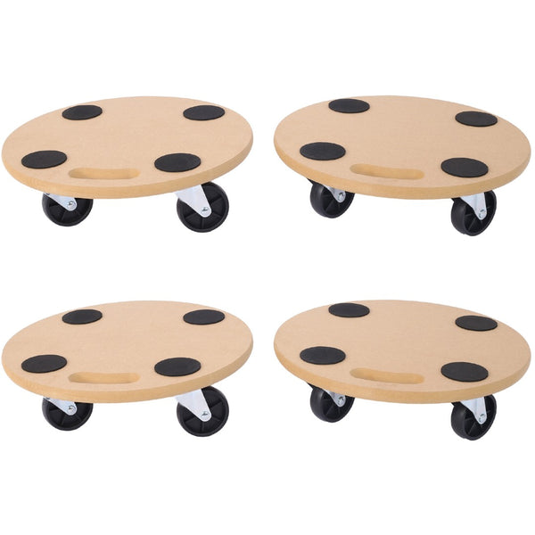 English Elm Furniture Moving Dolly Set of 4 Round Wood Platform Rollers 500 Lb Capacity Each W465S00078