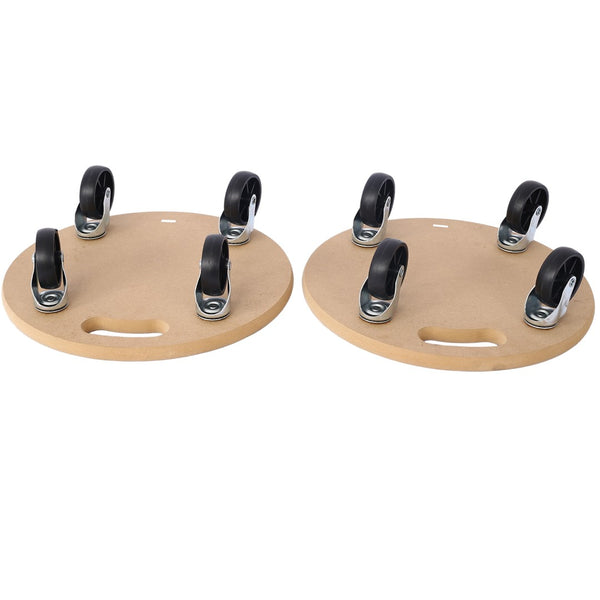 English Elm Furniture Moving Dolly Set of 4 Round Wood Platform Rollers 500 Lb Capacity Each W465S00078