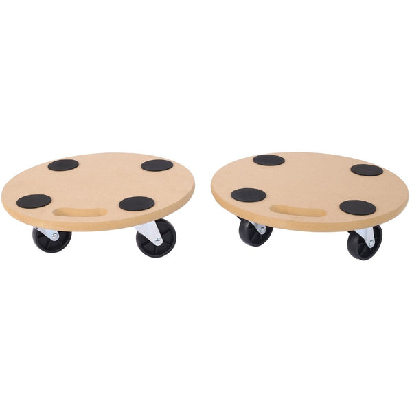 English Elm Furniture Moving Dolly Set of 4 Round Wood Platform Rollers 500 Lb Capacity Each W465S00078