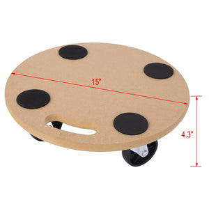 English Elm Furniture Moving Dolly Set of 4 Round Wood Platform Rollers 500 Lb Capacity Each W465S00078
