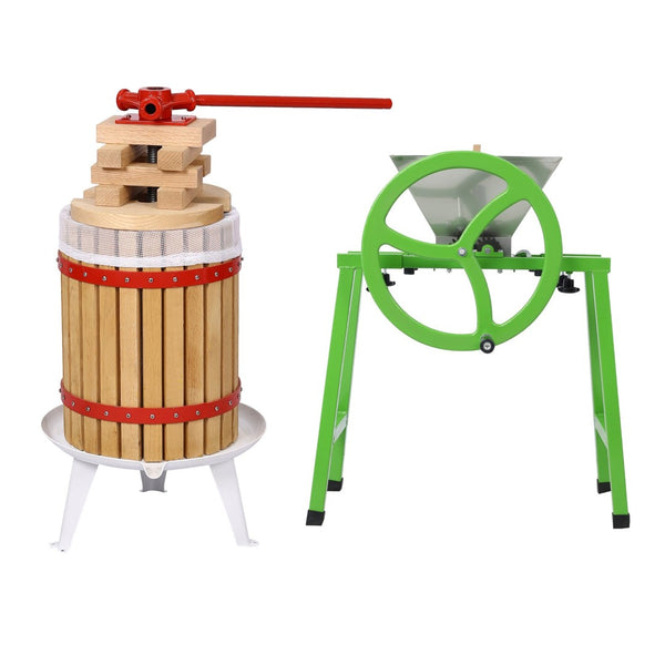 English Elm Fruit Wine Press Oak and Stainless Steel Manual Crusher for Home Juice Making W465S00084