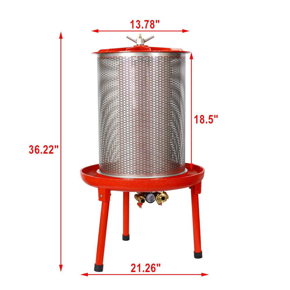 English Elm Hydraulic Bladder Fruit Press with Flywheel Crusher Water Powered Stainless Steel W465S00085
