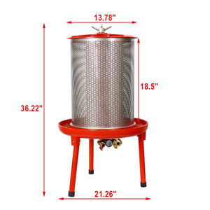 English Elm Hydraulic Bladder Fruit Press with Flywheel Crusher Water Powered Stainless Steel W465S00085