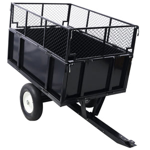 English Elm Atv Tow Behind Steel Dump Cart 750lb Capacity Utility Hauler for Tractors and Mowers W465S00128