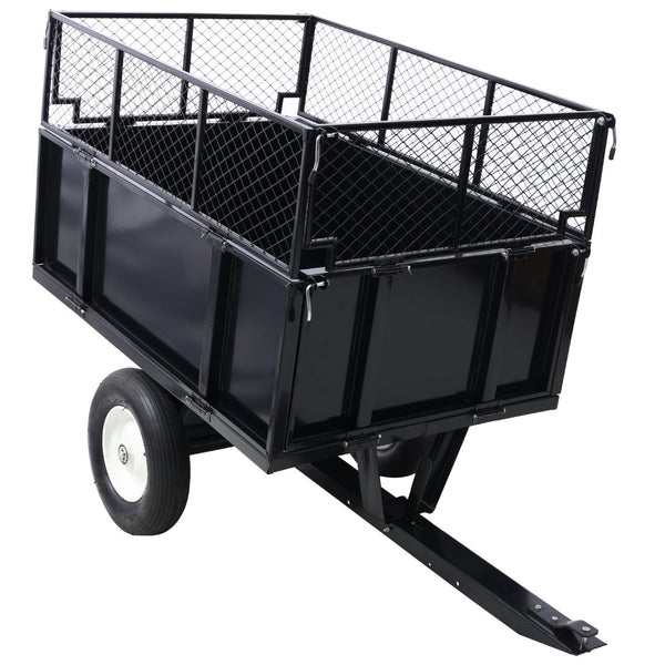 English Elm Atv Tow Behind Steel Dump Cart 750lb Capacity Utility Hauler for Tractors and Mowers W465S00128