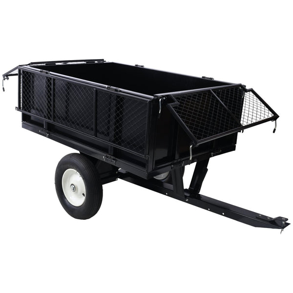 English Elm Atv Tow Behind Steel Dump Cart 750lb Capacity Utility Hauler for Tractors and Mowers W465S00128