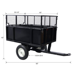 English Elm Atv Tow Behind Steel Dump Cart 750lb Capacity Utility Hauler for Tractors and Mowers W465S00128