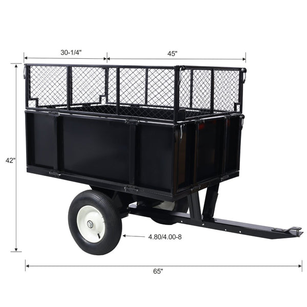 English Elm Atv Tow Behind Steel Dump Cart 750lb Capacity Utility Hauler for Tractors and Mowers W465S00128