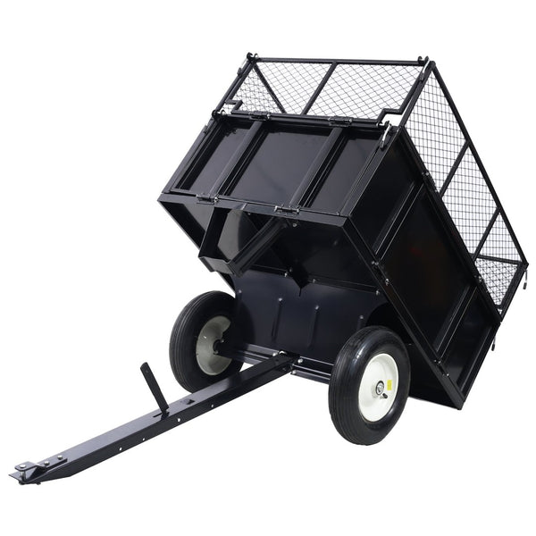 English Elm Atv Tow Behind Steel Dump Cart 750lb Capacity Utility Hauler for Tractors and Mowers W465S00128