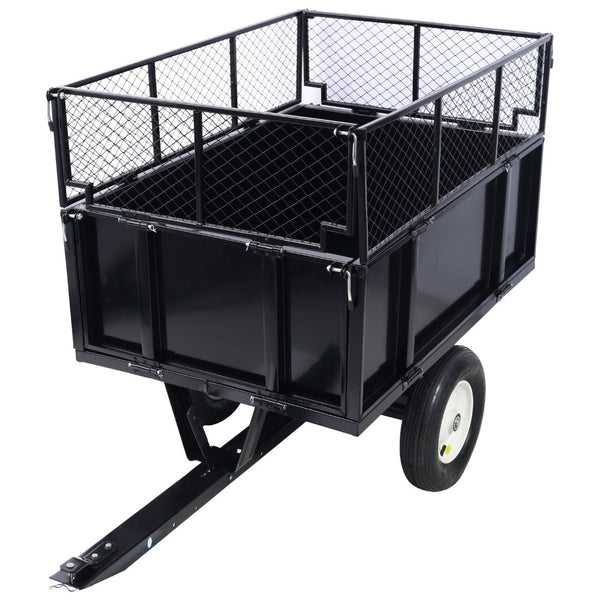 English Elm Atv Tow Behind Steel Dump Cart 750lb Capacity Utility Hauler for Tractors and Mowers W465S00128
