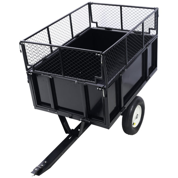 English Elm Atv Tow Behind Steel Dump Cart 750lb Capacity Utility Hauler for Tractors and Mowers W465S00128