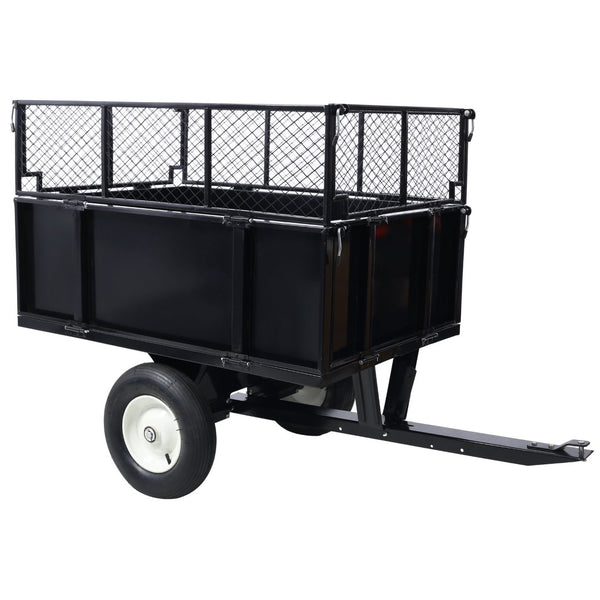 English Elm Atv Tow Behind Steel Dump Cart 750lb Capacity Utility Hauler for Tractors and Mowers W465S00128
