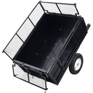 English Elm Atv Tow Behind Steel Dump Cart 750lb Capacity Utility Hauler for Tractors and Mowers W465S00128