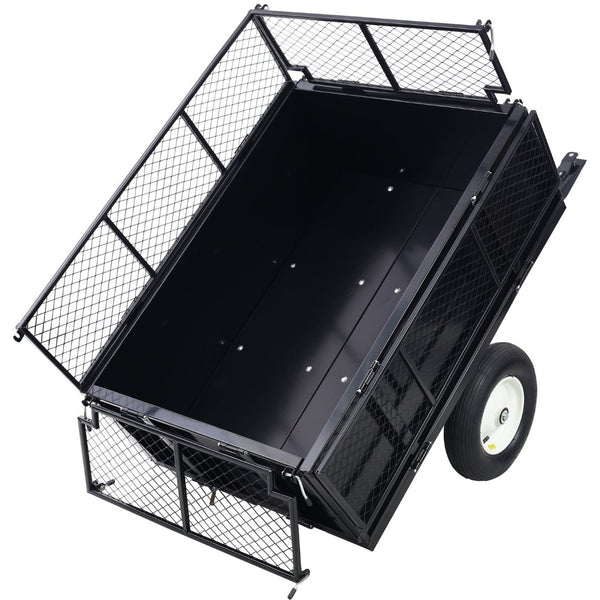 English Elm Atv Tow Behind Steel Dump Cart 750lb Capacity Utility Hauler for Tractors and Mowers W465S00128