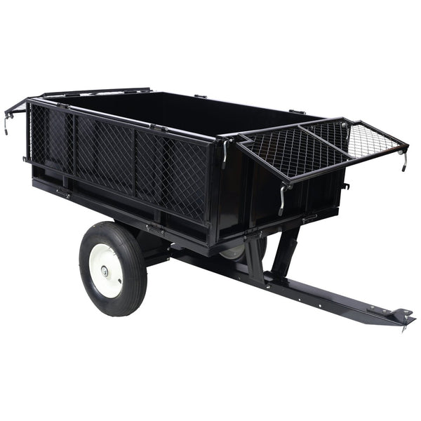 English Elm Atv Tow Behind Steel Dump Cart 750lb Capacity Utility Hauler for Tractors and Mowers W465S00128