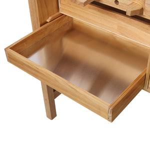 English Elm Solid Hardwood Jewelry Workbench with Three Drawers Pull Out Tray and Reversible Arm Supports W465S00136