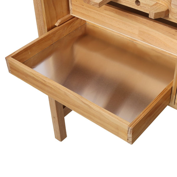 English Elm Solid Hardwood Jewelry Workbench with Three Drawers Pull Out Tray and Reversible Arm Supports W465S00136