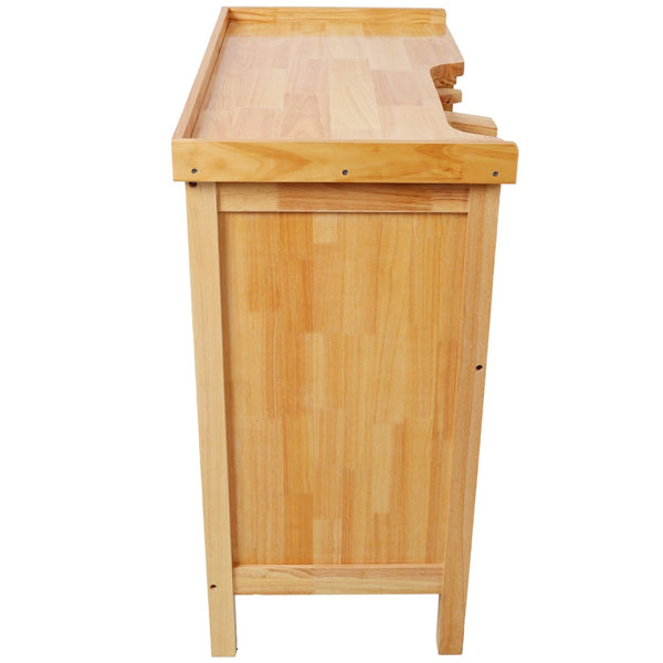 English Elm Solid Hardwood Jewelry Workbench with Three Drawers Pull Out Tray and Reversible Arm Supports W465S00136