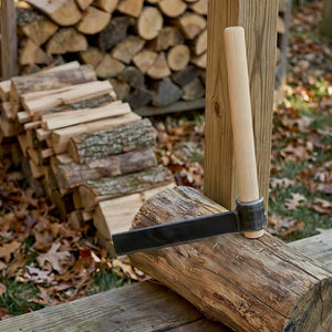 English Elm 2pack Heavy Duty Froe Splitting Tool Set with Ergonomic Wood Handle and Steel Blade W465S00139