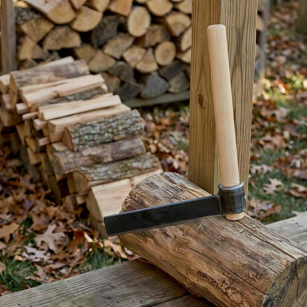 English Elm 2pack Heavy Duty Froe Splitting Tool Set with Ergonomic Wood Handle and Steel Blade W465S00139
