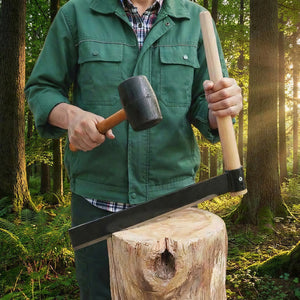 English Elm 2pack Heavy Duty Froe Splitting Tool Set with Ergonomic Wood Handle and Steel Blade W465S00139