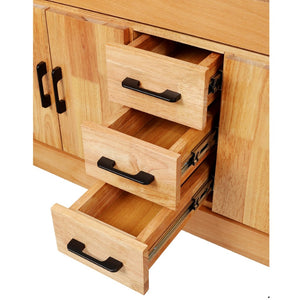 English Elm 72" Rubberwood Beech Butcher Block Workbench with Vise Drawers and Cabinet Storage W465S00141