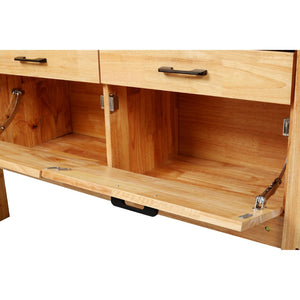 English Elm 62-1/2" Solid Rubberwood Workbench Butcher Block Top Integrated Vise 8 Drawers W465S00142