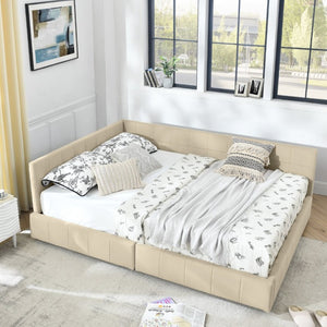 English Elm 2621Q-Bge2-A1 Queen Velvet Daybed Mid-Century Eucalyptus Frame Beige Lounge Sofa W487P233206