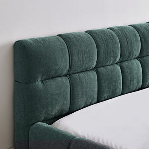 English Elm 2620Q-Blue-B Queen Platform Bed Plush Chenille Upholstered Frame Modern Bedroom W487P235275