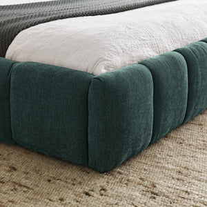 English Elm 2620Q-Blue-B Queen Platform Bed Plush Chenille Upholstered Frame Modern Bedroom W487P235275