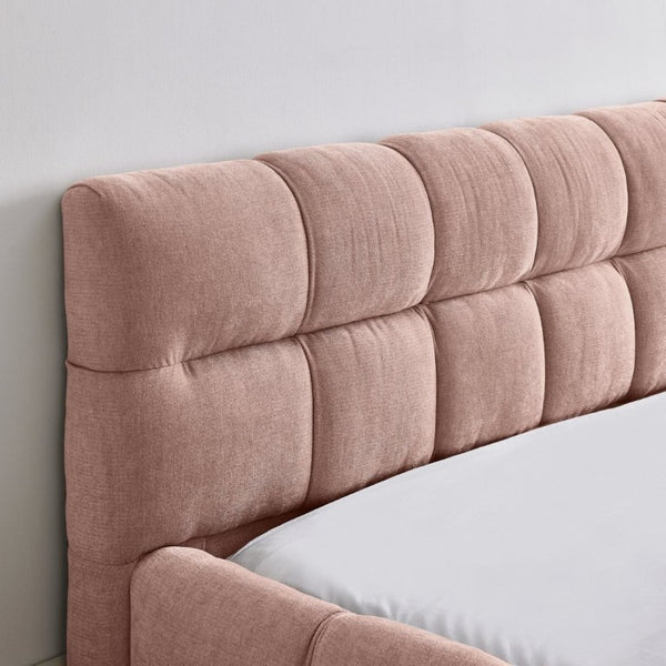 English Elm 2620Q-Pink-A Queen Platform Bed Full Chenille Upholstery Clean Lined Modern Frame W487P235276