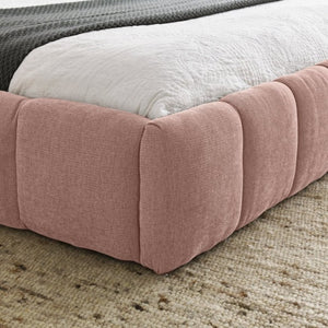English Elm 2620Q-Pink-A Queen Platform Bed Full Chenille Upholstery Clean Lined Modern Frame W487P235276