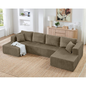 English Elm Yl247-2S-Bwn Reversible Modular Sectional Terrycloth Upholstered Contemporary Lounge Sofa W487P338519