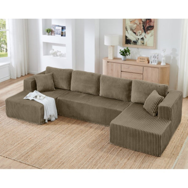 English Elm Yl247-2S-Bwn Reversible Modular Sectional Terrycloth Upholstered Contemporary Lounge Sofa W487P338519