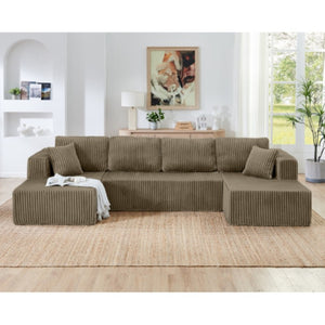 English Elm Yl247-2S-Bwn Reversible Modular Sectional Terrycloth Upholstered Contemporary Lounge Sofa W487P338519